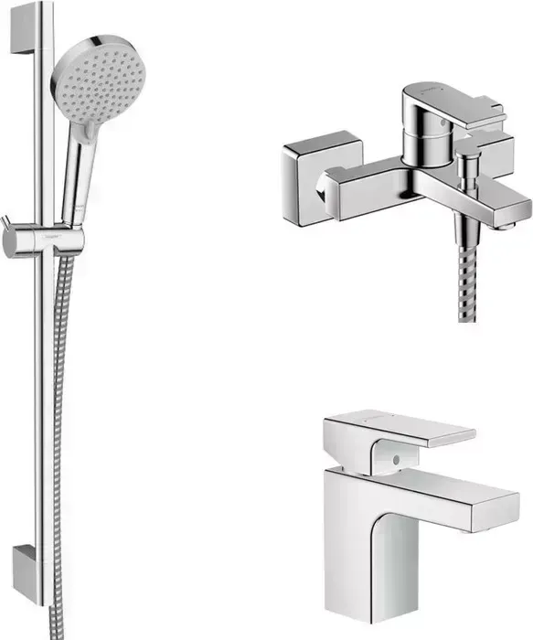 Комплект смесителей Hansgrohe Vernis Shape с душевым гарнитуром, хром глянцевый (71453000, 71566000, 26275000)