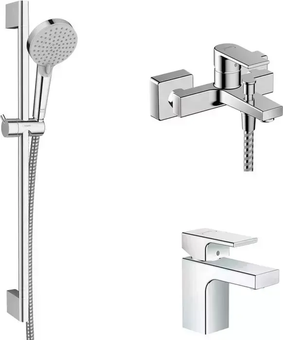 Комплект смесителей Hansgrohe Vernis Shape с душевым гарнитуром, хром глянцевый (71453000, 71567000, 26275000)