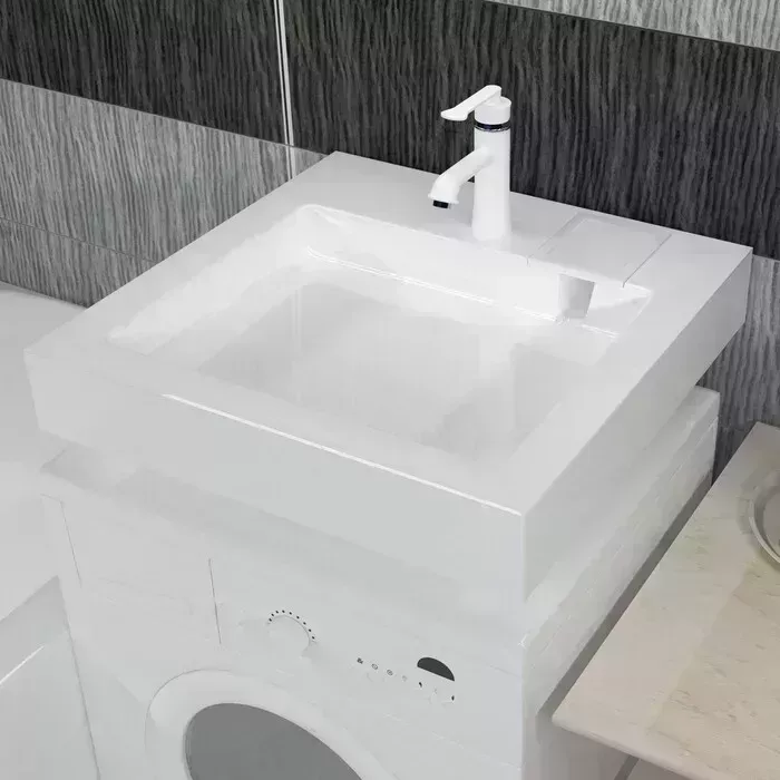 Раковина над стиральной машиной GREENSTONE Rida new 60х60 с кронштейнами, белая