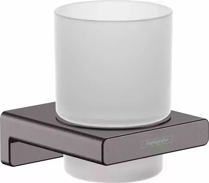 Стакан Hansgrohe AddStoris шлифованный черный хром/матовое стекло (41749340)