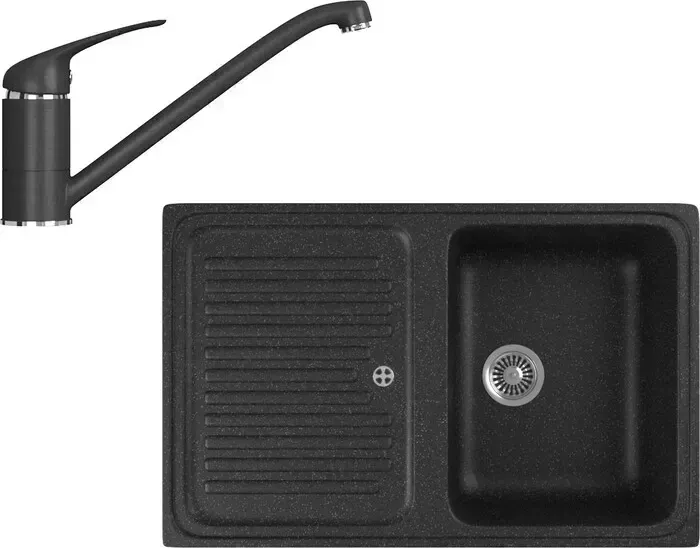 Мойка кухонная и смеситель GREENSTONE и смеситель GRS-78-308, GS-001-308 черный