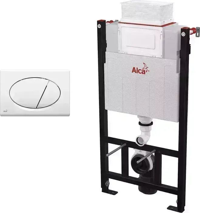 Инсталляция для унитаза AlcaPlast Sadromodul с клавишей, белая (AM118/1000, M70)