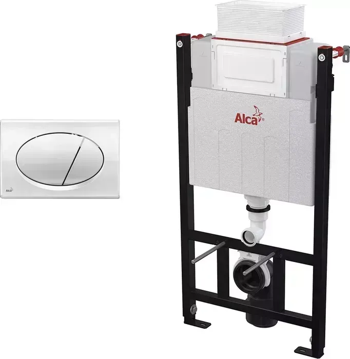 Инсталляция для унитаза AlcaPlast Sadromodul с клавишей, хром (AM118/1000, M71)