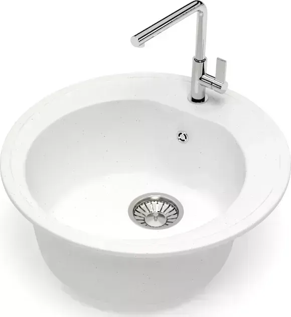 Мойка кухонная Glanz J-003-31 белая, матовая, с сифоном
