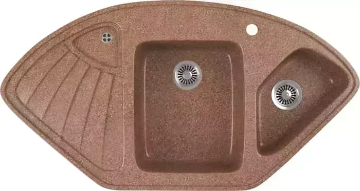 Мойка кухонная GREENSTONE GRS-14K-307 терракот, с сифоном