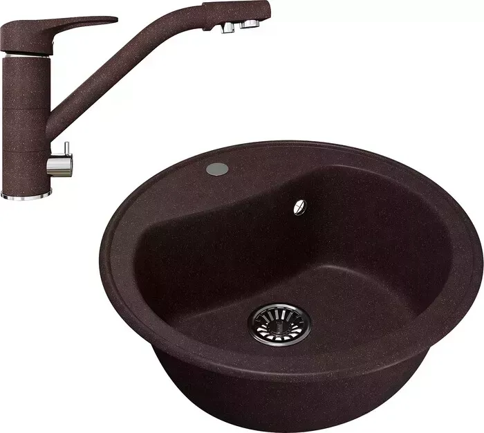 Мойка кухонная и смеситель Mixline и смеситель ML-GM09 50 шоколад 345 (4660105233091, 4660105234128)