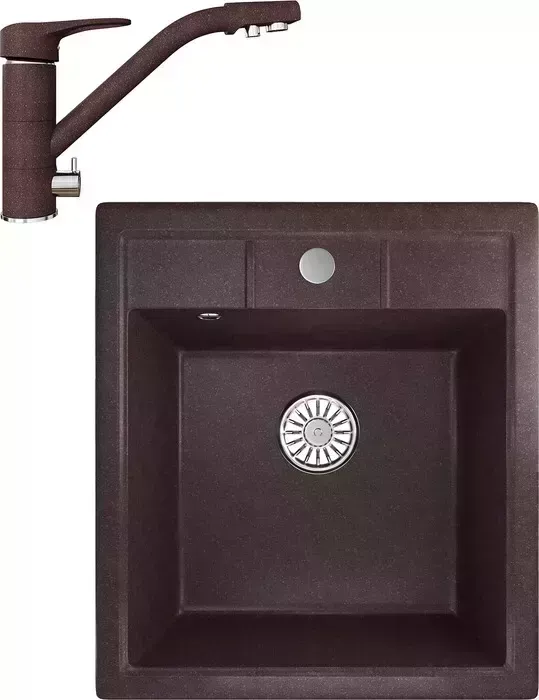 Мойка кухонная и смеситель Mixline и смеситель ML-GM28 45х50 шоколад 345 (4660105233398, 4660105234128)