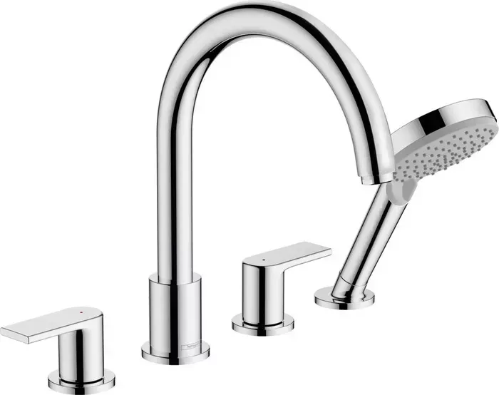 Смеситель на борт ванны Hansgrohe Vernis Shape с механизмом, хром (71459000, 13244180)
