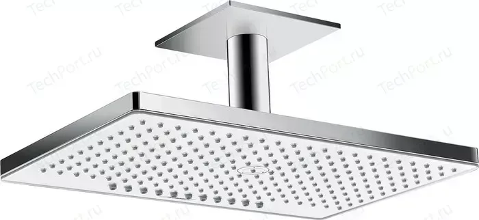 Верхний душ Hansgrohe с кронштейном Rainmaker Select 460 2 режима, потолочный, белый/хром (24004400, 24010180)