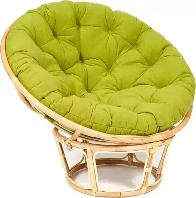 Кресло TetChair Papasan ECO P115-1/SP STD с подушкой, ремешками Natural, флок олива 23