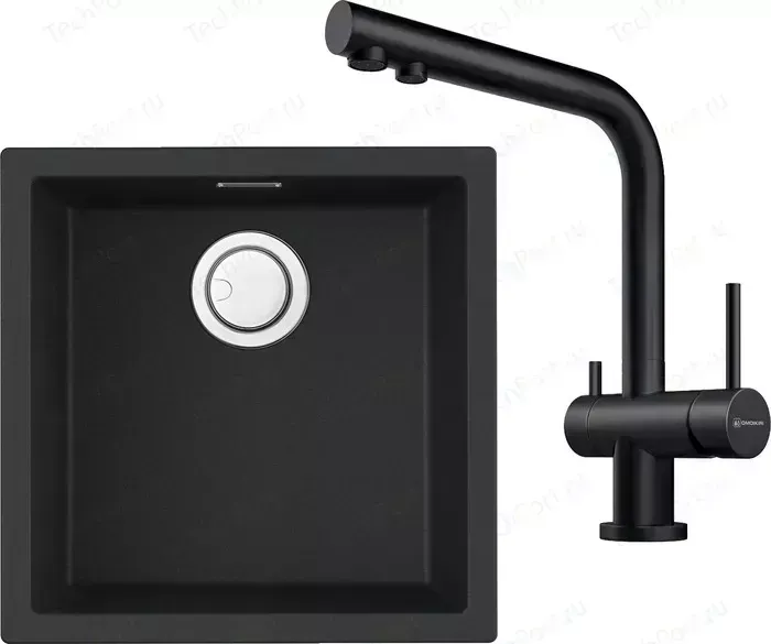 Мойка кухонная и смеситель OMOIKIRI и смеситель Yamakawa 45-U/I GB графит (4993781, 4994284)