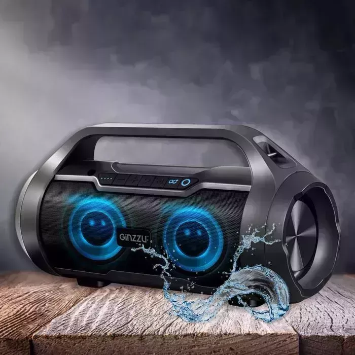 Портативная колонка Ginzzu GM-984G, 2x10W/TWS/USB/TFcard/AUX/FM/IPX5