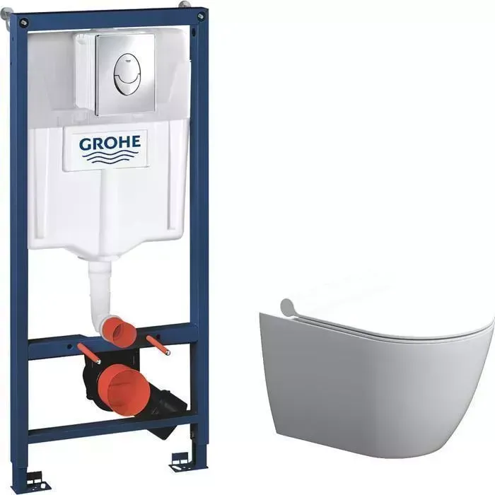 Комплект унитаза с инсталляцией Damixa Apollo с Grohe, сиденье микролифт (DX22C1700SC, 38721001)