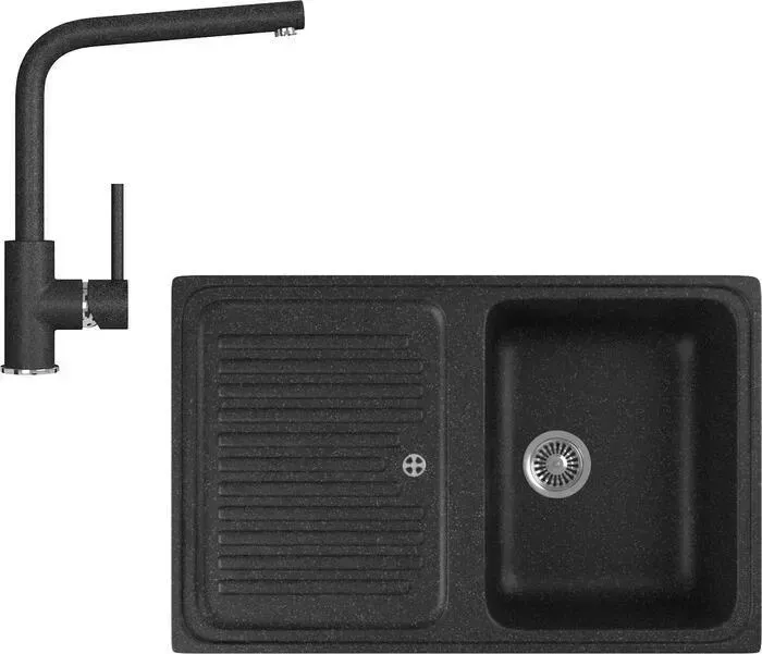 Мойка кухонная и смеситель GREENSTONE и смеситель GRS-78-308, GS-004-308 черный