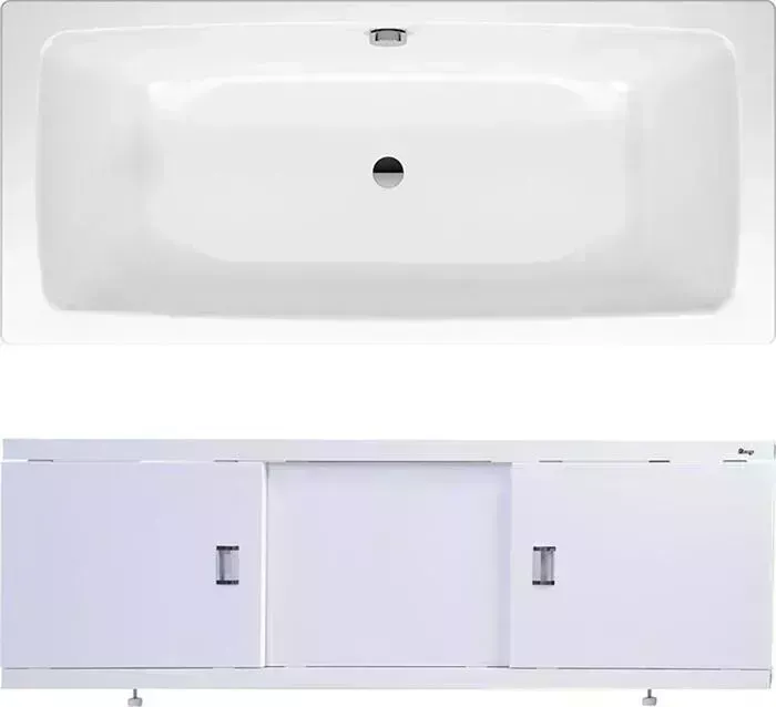 Стальная ванна Kaldewei Cayono Duo 725 180x80 с экраном Emmy Виктория и ножками