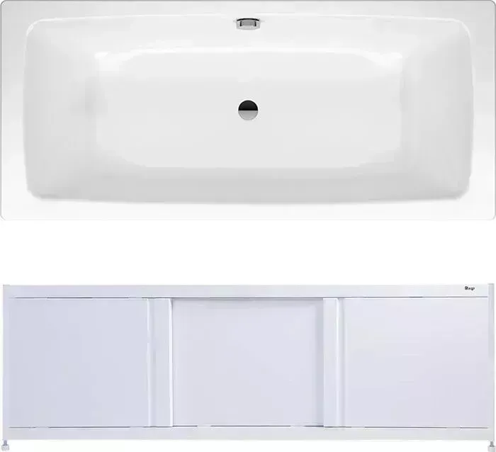 Стальная ванна Kaldewei Cayono Duo 725 180x80 с экраном Emmy Бриз и ножками