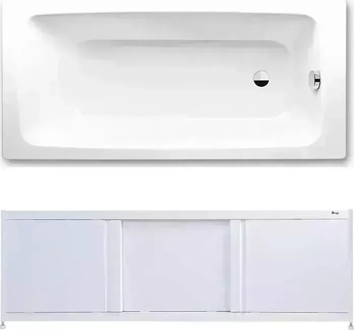 Стальная ванна Kaldewei Cayono 747 Easy-Clean 150x70 с экраном Emmy Бриз и ножками