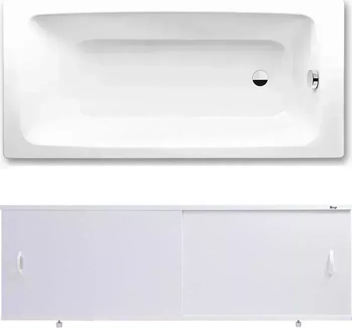 Стальная ванна Kaldewei Cayono 747 Easy-Clean 150x70 с экраном Emmy Эко и ножками