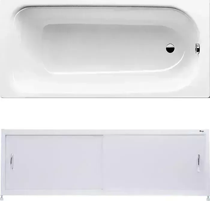 Стальная ванна Kaldewei Saniform Plus 363-1 170x70 с экраном Emmy Бланка и ножками