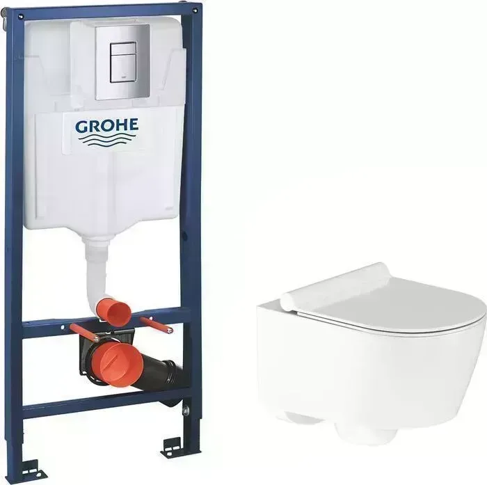 Комплект унитаза с инсталляцией Damixa Jupiter с Grohe, сиденье микролифт (DX77C1700SC, 38772001)