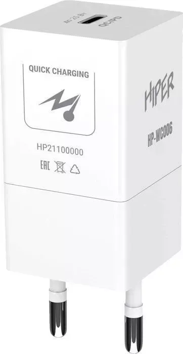 Сетевое зарядное устройство Hiper (СЗУ) HP-WC006 3A PD+QC универсальное белый