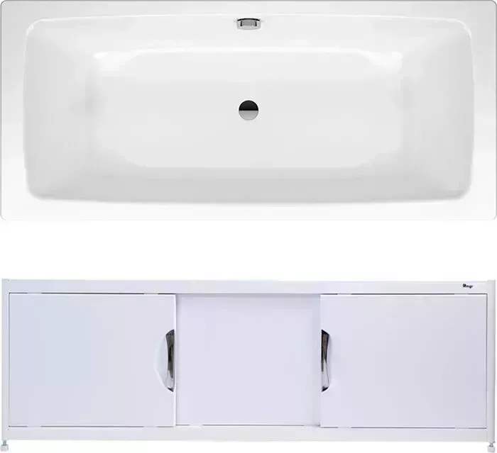 Стальная ванна Kaldewei Cayono Duo 725 180x80 с экраном Emmy Малибу и ножками