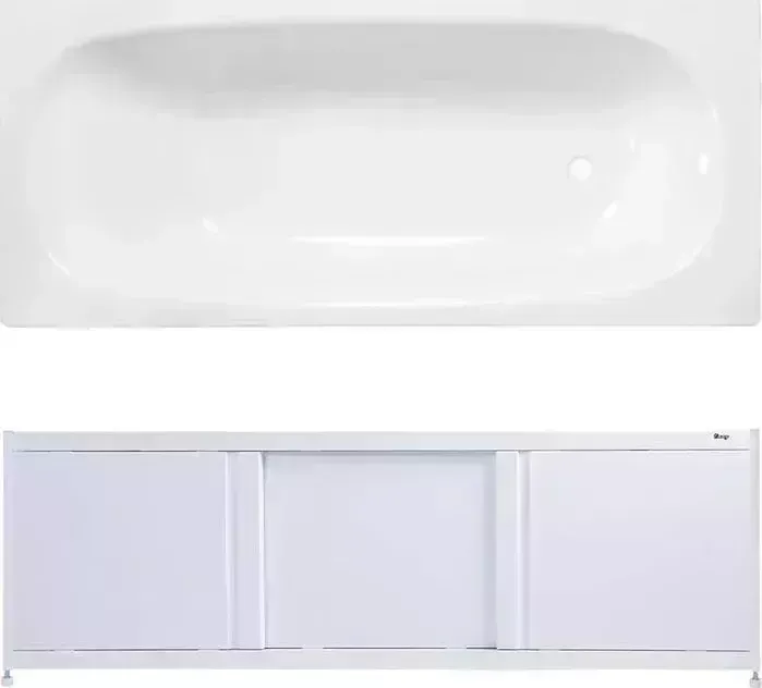 Стальная ванна ВИЗ Reimar 160x70 с экраном Emmy Бриз и ножками, белая орхидея