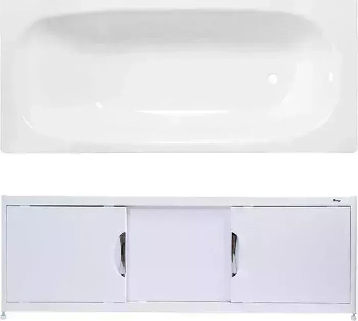 Стальная ванна ВИЗ Reimar 170x70 с экраном Emmy Малибу и ножками, белая орхидея