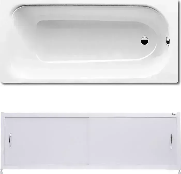 Стальная ванна Kaldewei Saniform Plus 361-1 Easy-Clean 150x70 с экраном Emmy Бланка и ножками