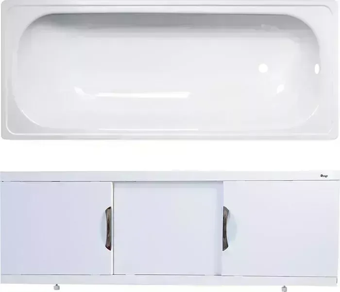 Стальная ванна ВИЗ Antika 150x70 с экраном Emmy Валенсия и ножками, белая орхидея