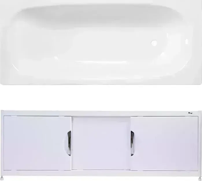 Стальная ванна ВИЗ Reimar 160x70 с экраном Emmy Малибу и ножками, белая орхидея