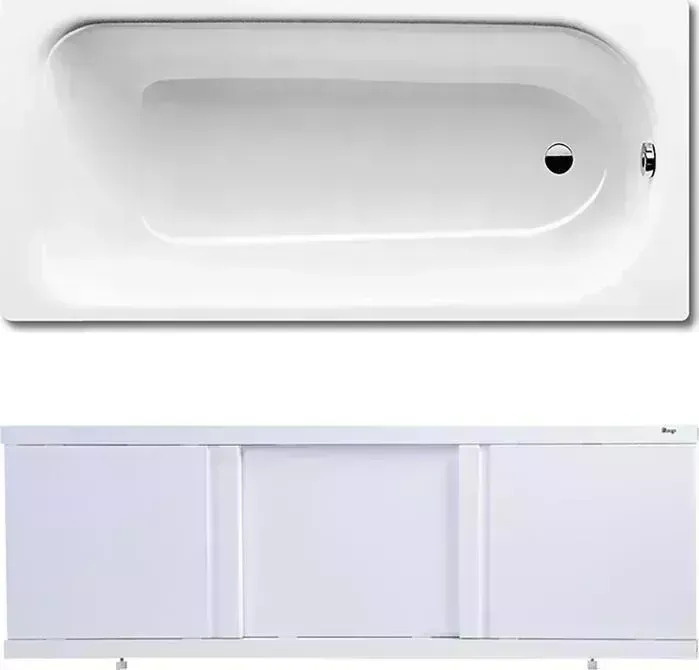 Стальная ванна Kaldewei Eurowa 311-1 160x70 с экраном Emmy Элис и ножками