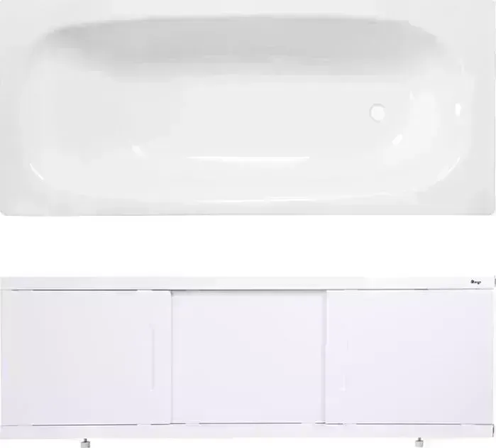 Стальная ванна ВИЗ Reimar 150x70 с экраном Emmy Соната и ножками, белая орхидея