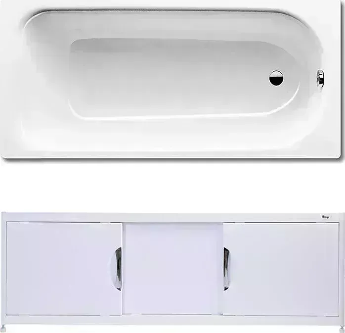 Стальная ванна Kaldewei Saniform Plus 361-1 Easy-Clean 150x70 с экраном Emmy Малибу и ножками