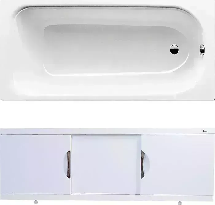 Стальная ванна Kaldewei Saniform Plus 363-1 170x70 с экраном Emmy Валенсия и ножками