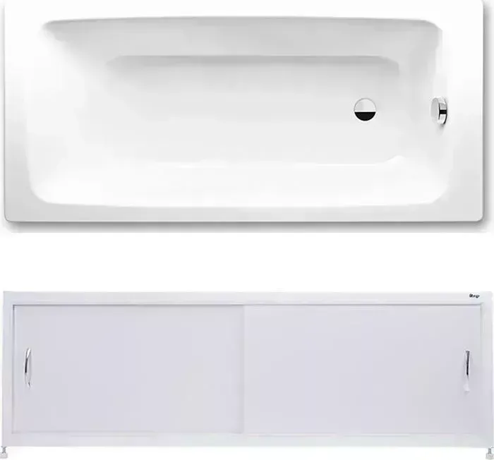 Стальная ванна Kaldewei Cayono 747 Easy-Clean 150x70 с экраном Emmy Бланка и ножками