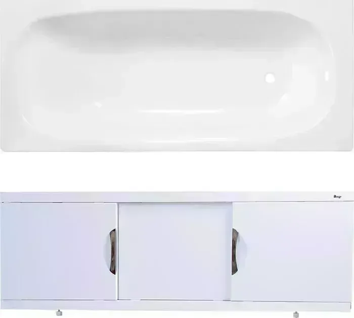 Стальная ванна ВИЗ Reimar 160x70 с экраном Emmy Валенсия и ножками, белая орхидея