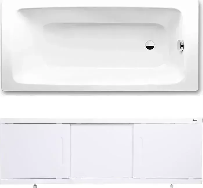 Стальная ванна Kaldewei Cayono 747 Easy-Clean 150x70 с экраном Emmy Соната и ножками