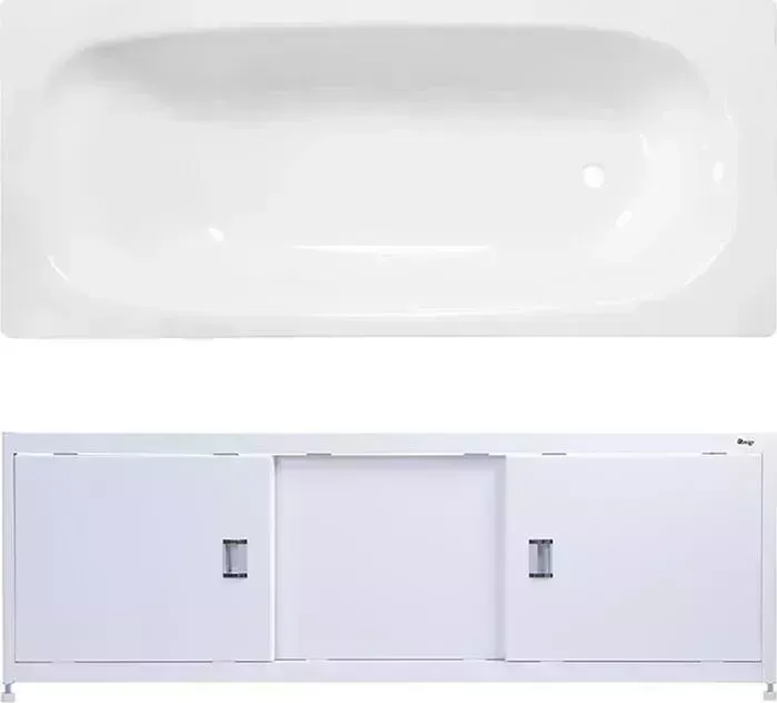 Стальная ванна ВИЗ Reimar 150x70 с экраном Emmy Монро и ножками, белая орхидея