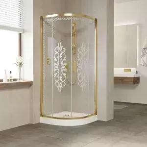 Душевой уголок Vegas Glass ZS-F 100*90 09 01 профиль золото, стекло прозрачное с узором Felicita1