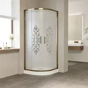 Душевой уголок Vegas Glass ZS-F 0100 05 01 профиль бронза, стекло матовое с узором Felicita2