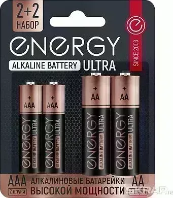 Батарейка алкалиновая ENERGY Ultra LR6+LR03/4B (АА+ААА) 104981