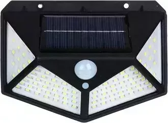 Фонарь ЕРМАК уличный настенный, на солнечной батарее, 100 LED, 1200мАч, 13,3x10x5см, пластик 225-036