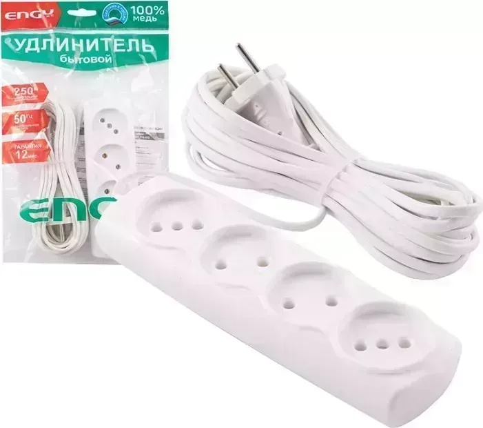 Удлинитель ENGY "Эконом" 7м/4роз. (ШВВП 2х0,75) 186718