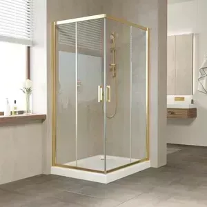 Душевой уголок Vegas Glass ZA 100*80 09 01 профиль золото, стекло прозрачное