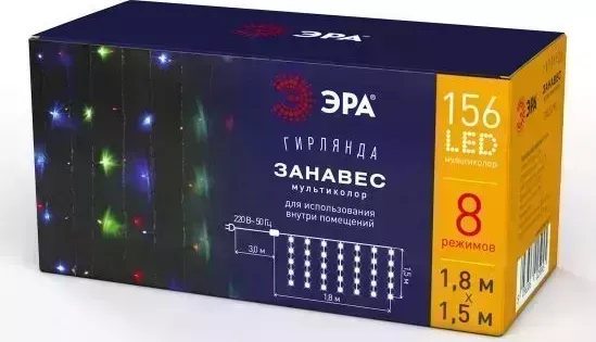 Гирлянда ЭРА (Б0041900) ENIZ-01M Дождь/Занавес 1,8м мультиколор