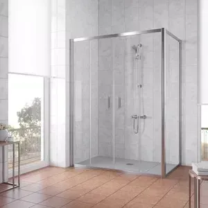 Душевой уголок Vegas Glass Z2P+ZPV 150*70 08 01 профиль глянцевый хром, стекло прозрачное