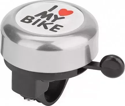 Звонок STELS 45AE-06 "I love my bike" алюминий/пластик, чёрно-серебристый 210142 LU059682