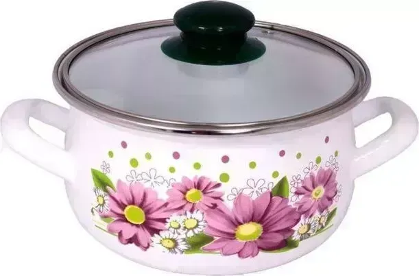 Кастрюля INTEROS Розовые герберы 2,1л со стекл. кр. 2400