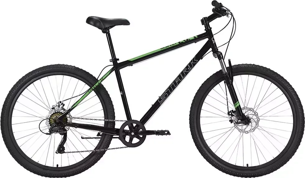 Велосипед STARK Respect 26.1 D Microshift Steel черный/зеленый 18" HQ-0005303